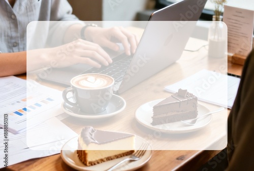 コピースペース付きカフェでミーティングの背景