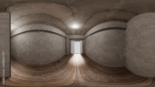 360 Degree Seamless Panorama of Empty White Minimalist Room, VR Ready Equirectangular Projection