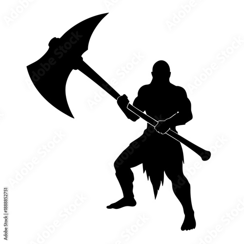 Silhouette Strong Warrior Axe Barbarian Silhouette Illustration Shape Icon Design