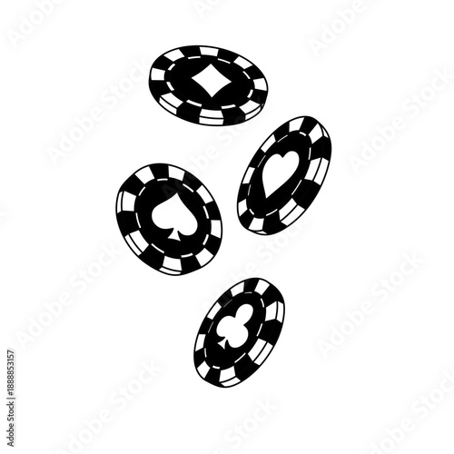 minimalist hand drawn casino poker chips line art vector illustration