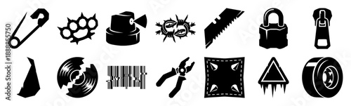 Grungy Punk Underground Aesthetic Graphic Element Kit for Alternative Streetwear Design