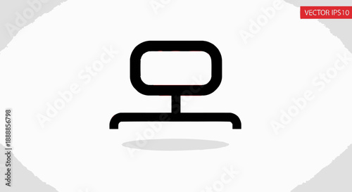 Minimalist black office chair icon with shadow on white background.