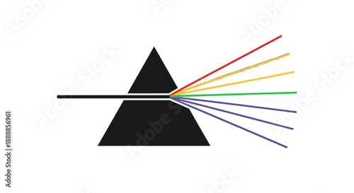 Illustration of light dispersion through a prism showing spectrum colors.