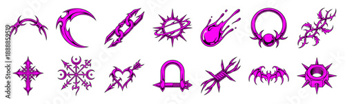 Cyber Y2K Neomutated Chrome Aesthetic Graphic Element Kit for Edgy Underground Streetwear Branding