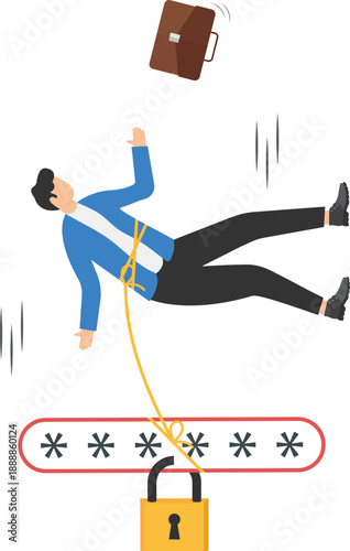 Extreme Business Risk with Professional Falling from Heights Tethered to Secure Password