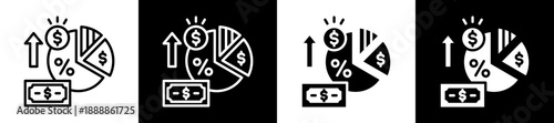 Profit Margin Icon Set In Black And White Filled Style Collection