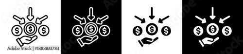 Revenue Stream Icon Set In Black And White Filled Style Collection