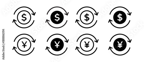 Currency exchange icon. Yuan and dollar conversion. Money conversion concept
