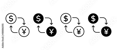 Currency exchange icon. Yuan and dollar conversion. Money conversion concept