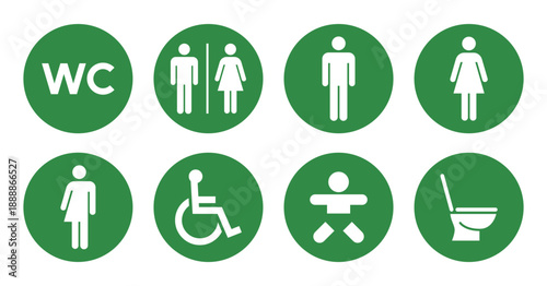 緑色のトイレ案内表示アイコン