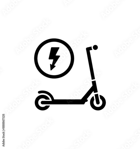 A contemporary urban transport vector image showing an electric kick scooter paired with a lightning bolt icon to highlight eco-friendly city commuting