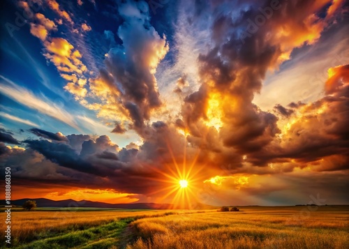 Majestic Sunrise: Clean Composition of Sun and Clouds, Landscape Photography
