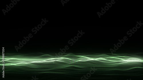 Digital technology wave. Dark cyberspace with motion dots. Futuristic digital background. Big data analytics. 3d rendering.