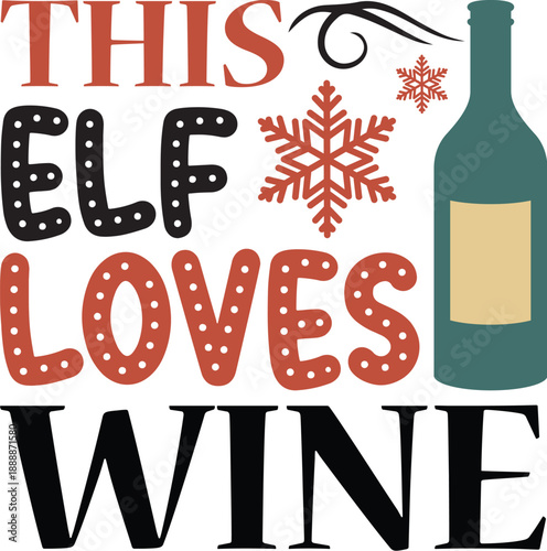 Elf Enjoying Wine - Vector Illustration