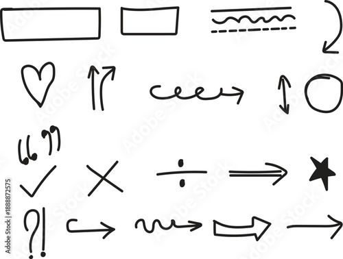 A collection of hand drawn shapes and symbols