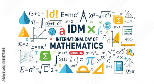 Mathematics symbols and equations on international day of mathematics march 14th celebrating math concepts and formulas