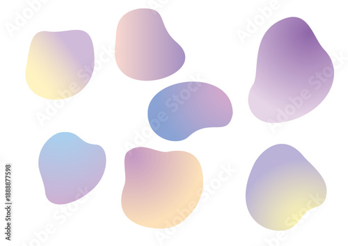  丸い曲線フォルムのグラデーションフレームセット、パープル、イエロー、ブルー