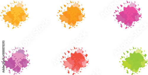 Colorful paint splash set with abstract watercolor stains for creative design decoration elements collection