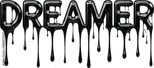 Black Dripping Paint Word Dreamer Text Graphic