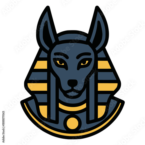 Ancient Anubis: A stylized illustration of Anubis, the ancient Egyptian god, featuring iconic details like a jackal head and pharaoh attire, exudes the mystique of an ancient civilization.