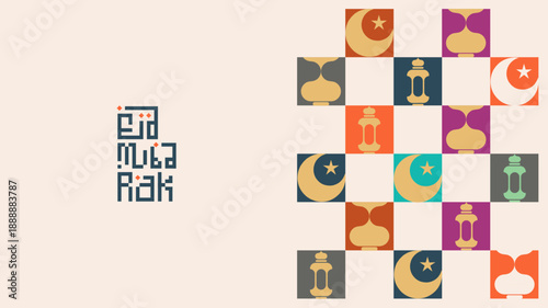 Modern Ramadan Kareem vector illustration with a geometric style.