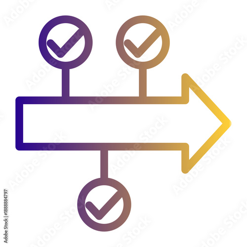 Significant progress markers indicating key achievements in a timeline (Outline Gradient Style)
