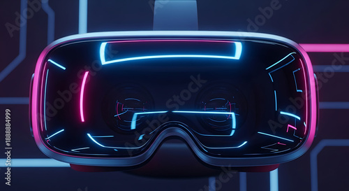 Futuristic VR headset with neon lights for immersive gaming experience