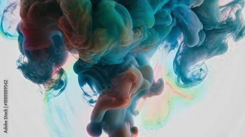 Vibrant ink clouds swirling abstract motion background dynamic liquid color diffusion slow motion