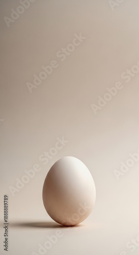 Wallpaper Mural Single Egg with Natural Shell – Vertical Minimal Studio on Very Light Warm Neutral Background Torontodigital.ca