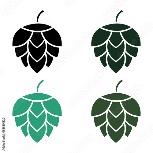 Set of Hop icon beer cone leaf sign,pub herb design, nature seed vector .