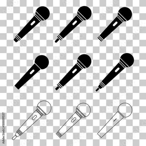 Set of Microphone icon, audio speech symbol, record concert sign, web button design .