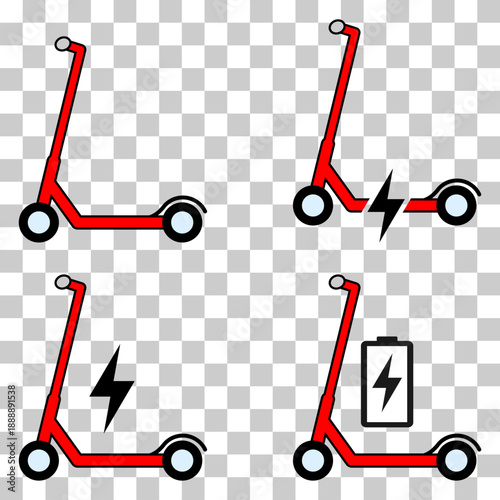 Set of Electric scooter icon, flat eco friendly transport, vehicle vector illustration .