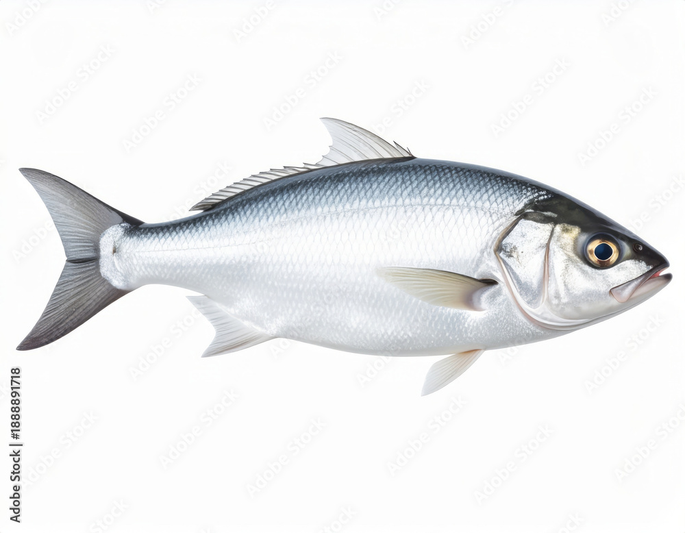 Obraz premium Fish Close Up, Whole Fresh Seafood on White Background