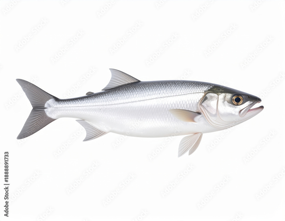 Fototapeta premium Fish Close Up, Whole Fresh Seafood on White Background