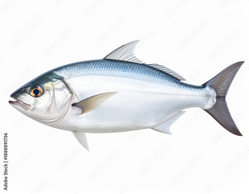 Fototapeta premium Fish Close Up, Whole Fresh Seafood on White Background