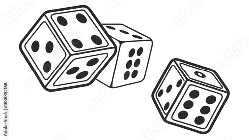 Three dice stacked in dynamic motion for business risk strategy