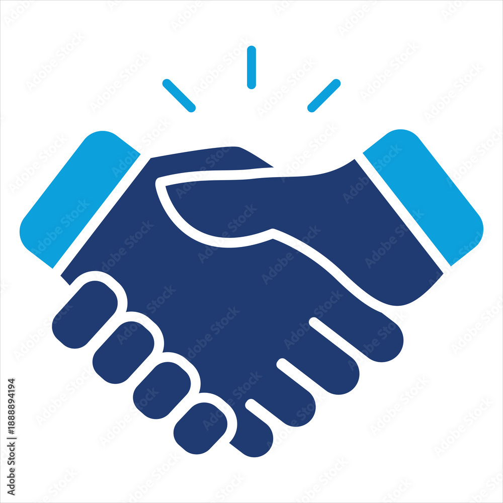 Obraz premium Handshake Flat Blue Icon Style