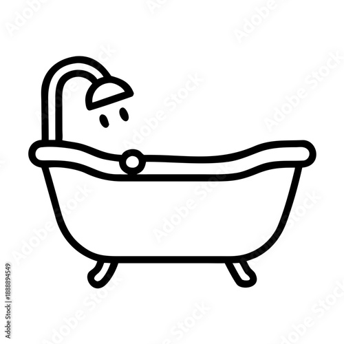 Bathtub Icon — Bathroom Bath, Home Relaxation and Hygiene Symbol