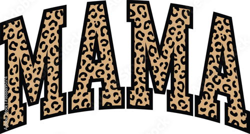 Mama Leopard Print Varsity Typography Illustration