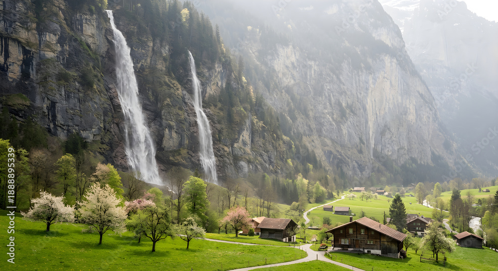 Fototapeta premium village in the mountains / village in the alps