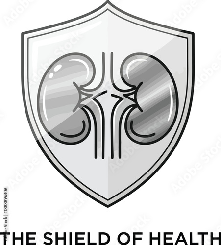 Stylized Health Shield Logo Featuring Kidney Design for Medical and Wellness Branding