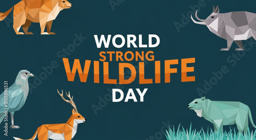 World wildlife day banner with animals strong conservation theme eco poster with wildlife symbols