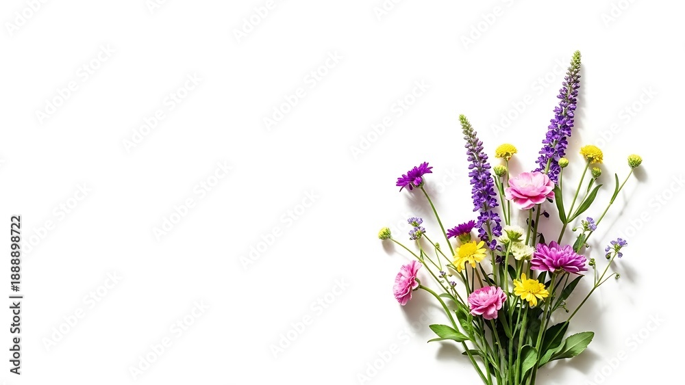 Obraz premium Vibrant bouquet of colorful flowers on white background