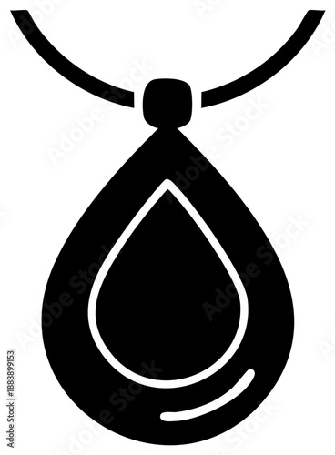 Teardrop shape pendant necklace silhouette icon simple design