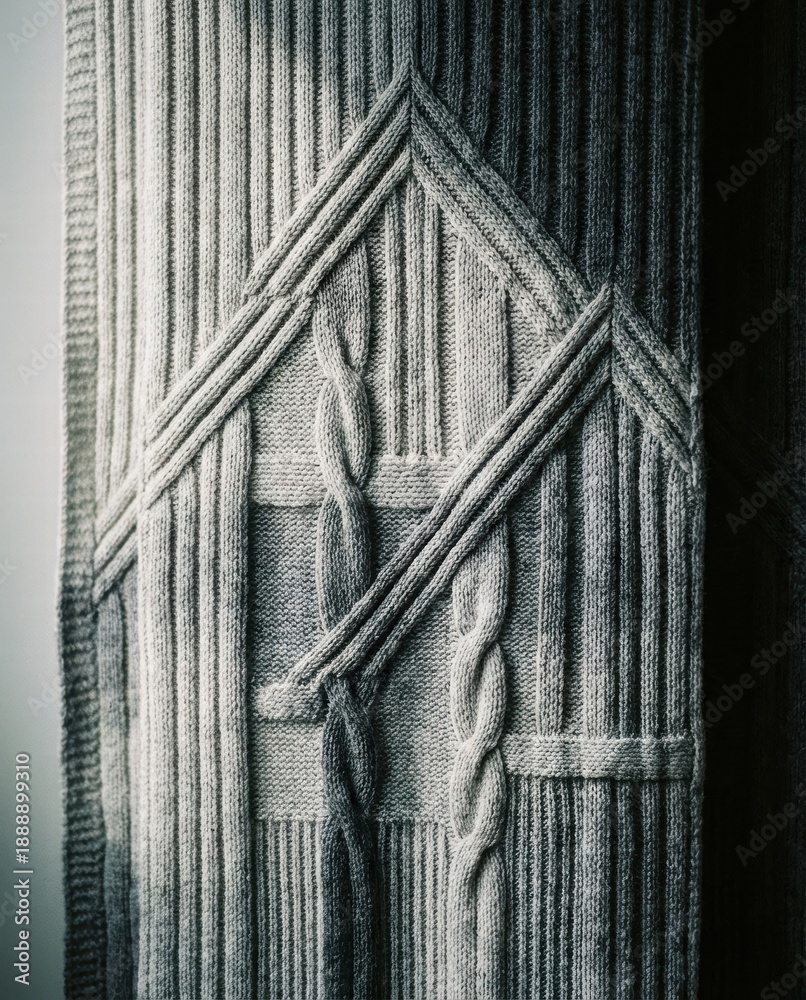 Fototapeta premium Intricate Pattern of Textured Fabric Featuring Architectural Elements