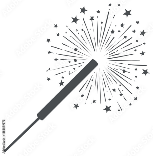 Sparkler Illustration with Festive Star Bursting, Firework Symbol for Celebrations