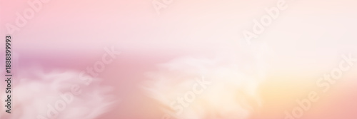 Pastel gradient sunset with soft cotton-like formations floating in evening light. Dreamy heaven scene featuring romantic dusk colors and gentle illumination.