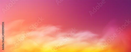 Dreamy sunset sky with fluffy pink and purple clouds. Pastel gradient background perfect for romantic posters, fantasy illustrations, or evening wallpapers.