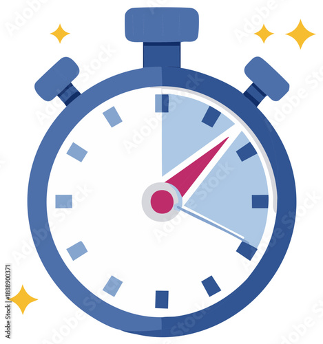 Stylized Stopwatch Illustration with Minute Hand Marking Time Goals and Deadlines