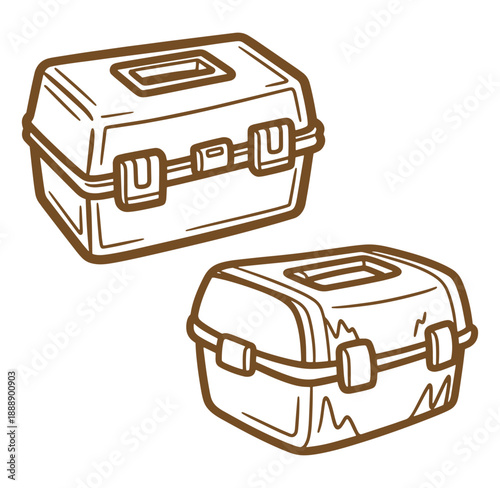 Two Fishing Tackle Boxes on White Background bait box